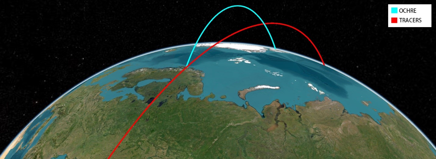 OCHRE Trajectory Over TRACERS orbit over Earth