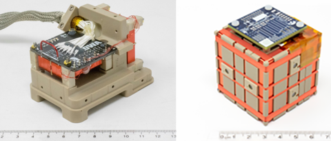 An image showing two types of MAGIC sensors, both a traditional ringcore design and the prototype 'tesseract' design.