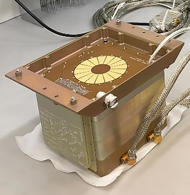 A photo of an ACI flight model's electronics box, known as an E Box.
